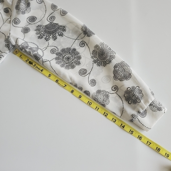 1205 * Haband Floral Print Button Down White Black Size M Vintage 80s - Picture 6 of 6
